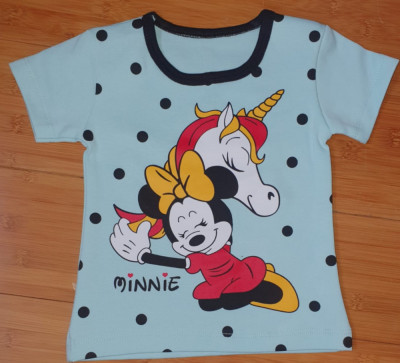 Set fata turcoaz 2 piese tricou si fusta Disney Minnie Unicorn bumbac 1 an nou foto