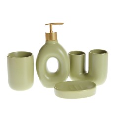 Set accesorii baie ceramic verde mat cu 4 piese