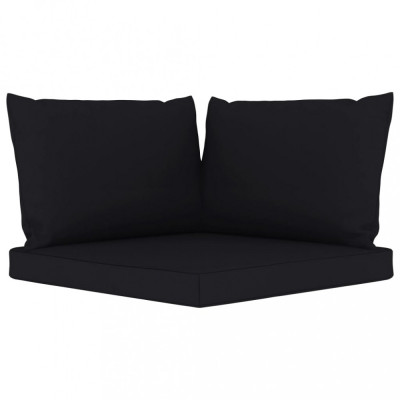 Perne de canapea din paleți, 3 buc., negru, material textil foto