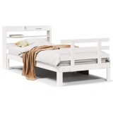 Cumpara ieftin Cadru de pat cu tablie, alb, 75x190 cm, lemn masiv de pin