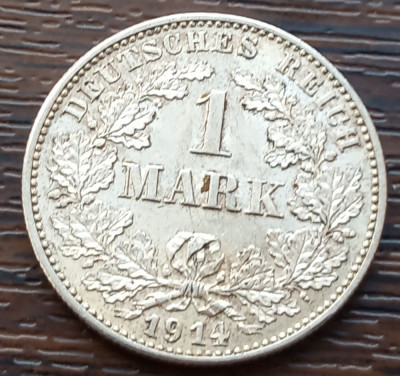 (A239) MONEDA DIN ARGINT GERMANIA - 1 MARK 1914, LIT. G, STARE FOARTE BUNA foto