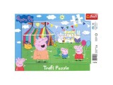 Puzzle cu rama, Trefl, Peppa Pig, 15 piese, 3 ani, Multicolor