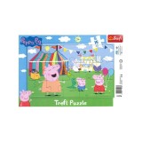 Puzzle cu rama, Trefl, Peppa Pig, 15 piese, 3 ani, Multicolor