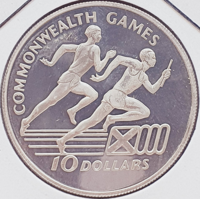 86 Jamaica 10 Dollars 1986 Commonwealth Games km 121 proof argint