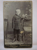 Foto veche carton CDV atelier Gust Aberle, Biserica Alba Voivodina/ Fehertemplom