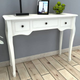 Masa Toaleta Consola Alba, 100x35x78cm, 3 Sertare, MDF+Lemn Pin, Design Modern, Sufragerie/Living/Hol