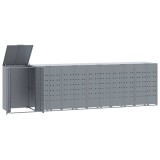 Depozitare cos gunoi cu roti 6 cosuri gri 414x79x117 cm otel