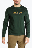 Cumpara ieftin Tricou barbati cu maneca lunga si imprimeu cu logo din bumbac verde, 2XL, U.S. GRAND POLO EQUIPMENT &amp; APPAREL