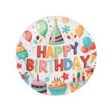 Set Farfurii Petrecere Carton Ecru - Model Baloane &amp; Happy Birthday, CMCLASS