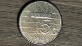 Olanda - moneda de colectie - 5 gulden 1988 - mai rara, singurul an mintmark nicovala - Beatrix, superba !, Europa