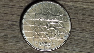 Olanda - moneda de colectie - 5 gulden 1988 - mai rara, singurul an mintmark nicovala - Beatrix, superba ! foto