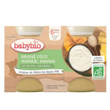 Crema din lapte de cocos cu mango si ananas, 2x130 gr, BabyBio