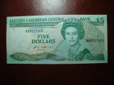 DOMINICA /CARAIBE 5 DOLARI 1992 UNC