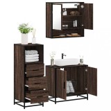 Gossi set mobilier de baie, 3 piese, stejar maro, lemn prelucrat