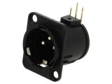 Conector XLR tată 3 pini, &icirc;n unghi 90&deg;, negru, 6A