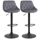 HOMCOM Scaun bar Reglabile in Inaltime cu Spatar, Greutate Suportata 120kg,51.5x48x83-104cm, gri | Aosom Romania