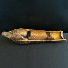 Sculptură decorativă din bambus - pescar, China (58x16cm)