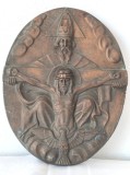 Placa religioasa Sfanta Treime , turnata in cupru, 1,3kg
