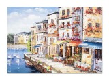 Cumpara ieftin Tablou din Venetia pictat manual, 70x50cm ulei in cutit efect 3D, gata de expus pe perete