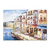 Tablou din Venetia pictat manual, 70x50cm ulei in cutit efect 3D, gata de expus pe perete