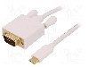 Cablu D-Sub 15pin HD mufa, USB C mufa, USB 3.1, lungime 2m, {{Culoare izola&amp;#355;ie}}, QOLTEC - 50419