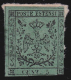 Italy Modena 1852 Eagle with crown 5C olive green Mi.1Ib used AM.295, Stampilat