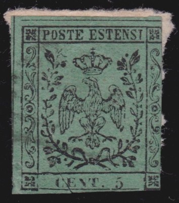 Italy Modena 1852 Eagle with crown 5C olive green Mi.1Ib used AM.295 foto