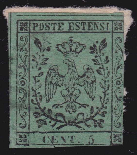 Italy Modena 1852 Eagle with crown 5C olive green Mi.1Ib used AM.295