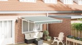 vidaXL Marchiză retractabilă automată verde și albă 300x250 cm