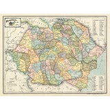 Harta Romania pe judete, 1938, 50x70cm, repro