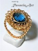 B139. Inel "Blue Dream" tehnica fir auriu crosetat, 46 - 56, Inele fashion, RavariuArt