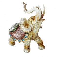 Statueta Decorativa, Elefant cu trompa in sus, Crem, 20 cm, GA24505