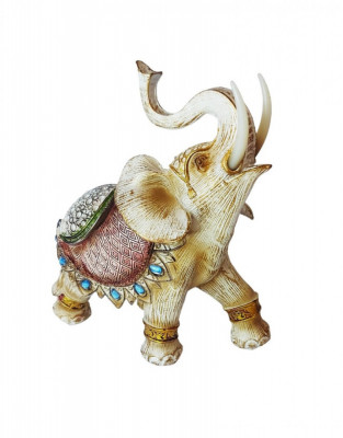 Statueta Decorativa, Elefant cu trompa in sus, Crem, 20 cm, GA24505 foto