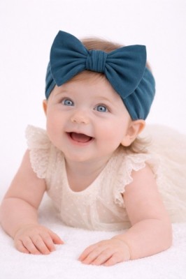 Bentita lata, verde inchis, pentru fetite cu fundita foto