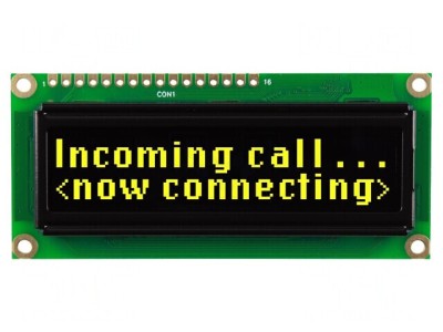 Display OLED Alfanumeric 16x2 Galben 80x36x10mm 16 PIN-uri foto