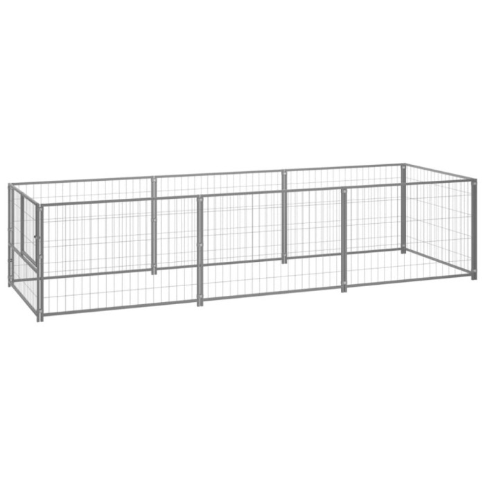 vidaXL Padoc pentru c&acirc;ini, argintiu, 3 m&sup2;, oțel