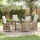 vidaXL Set de masă pentru grădină cu pernă 5 pcs Bej Rattan poli