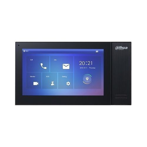 Monitor videointerfon Dahua VTH2421FB-P, IP touch screen 7 inch 1024x600, IPC surveillance, Audio bidirectional, Alarma 6/1, SD 8GB, PoE, negru Safety
