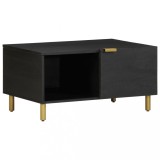 Masuta cafea Gossi neagra 80x50x40 cm lemn prelucrat, depozitare, manere metalice