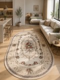 Cumpara ieftin Covor Oval Lotos 60 x 110 cm Bej Crem Antialergic Polipropilena Living Dormitor