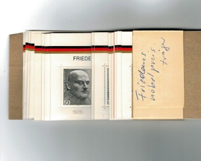 Bundes 1975 - Laureați ai Premiului Nobel, personalități, lot 100buc. colite neuzate foto