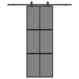 Cumpara ieftin Usa glisanta cu set feronerie neagra 76x205cm sticla securizata