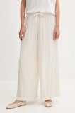 United Colors of Benetton pantaloni culoarea bej, lat, high waist, 4VW95F00C