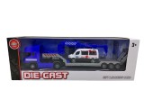 Set Macheta Camion platforma albastru cu ambulanta