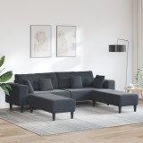 vidaXL Canapea din catifea cu pernă cu pernă 3 pcs Gri &icirc;nchis 208 cm Catifea