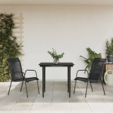 Gossi set mobilier de gradina, 3 piese, negru, textilena si otel