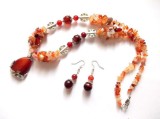 Set colier pandantiv si cercei cu agate, set pietre semipretioase 36839