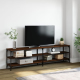 Comodă TV, stejar maro, 180x30x50 cm lemn prelucrat și metal, vidaXL