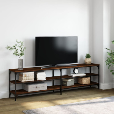 Comodă TV, stejar maro, 180x30x50 cm lemn prelucrat și metal foto