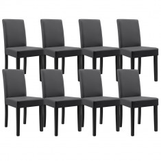 Set Verona 8 scaune bucatarie, 90 x 42 cm, tapitat, piele sintetica, forma sezut trapezoidala, gri inchis foto